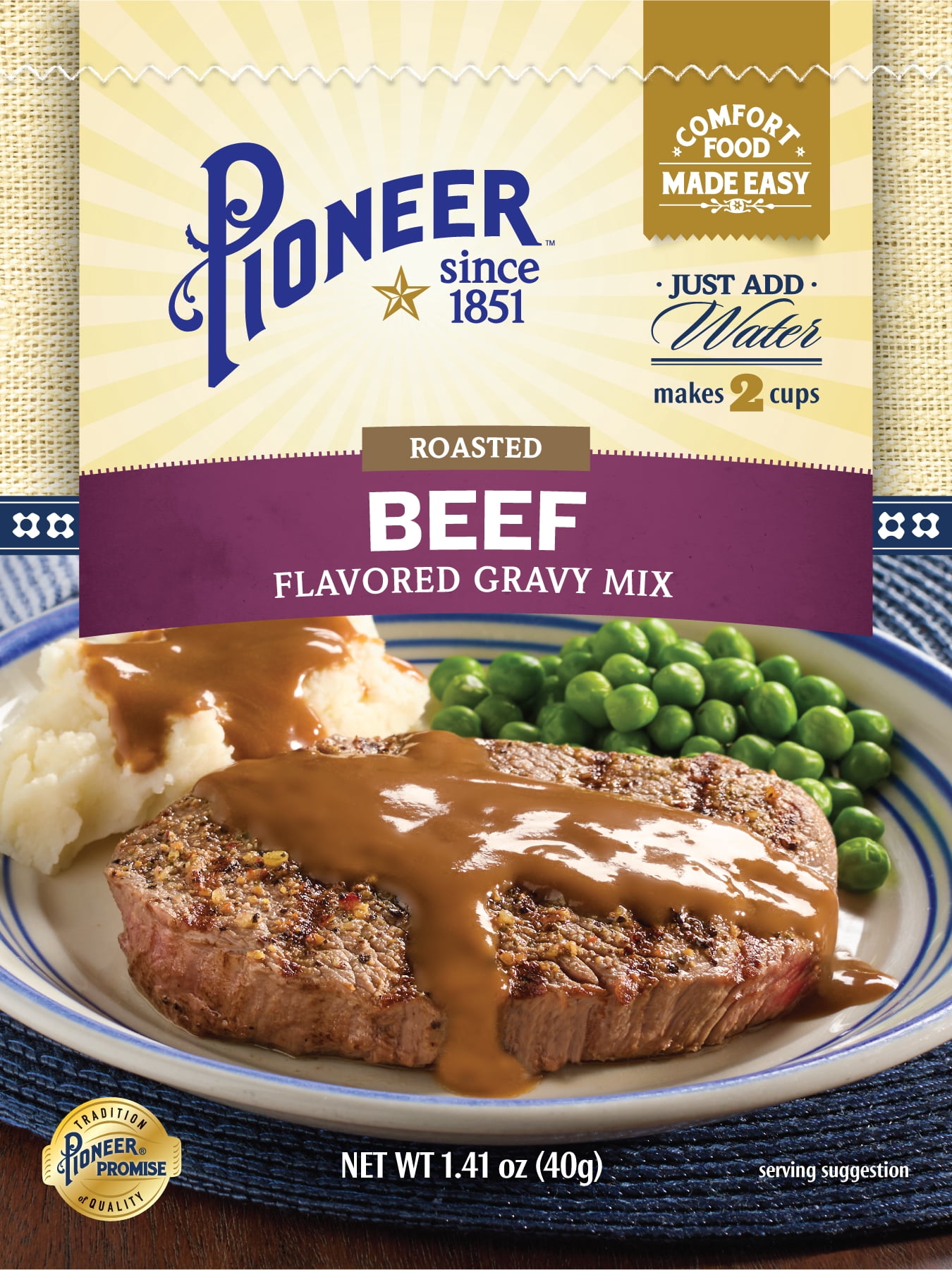 (12 pack) Pioneer Roasted Beef Gravy Mix Packet, 1.41 oz - Homestyle Flavor, Made Easy!