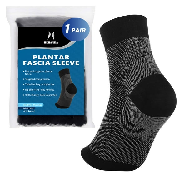 Hehanda Athletic Compression Socks for Women's & Men's Plantar Fasciitis Relief, Black