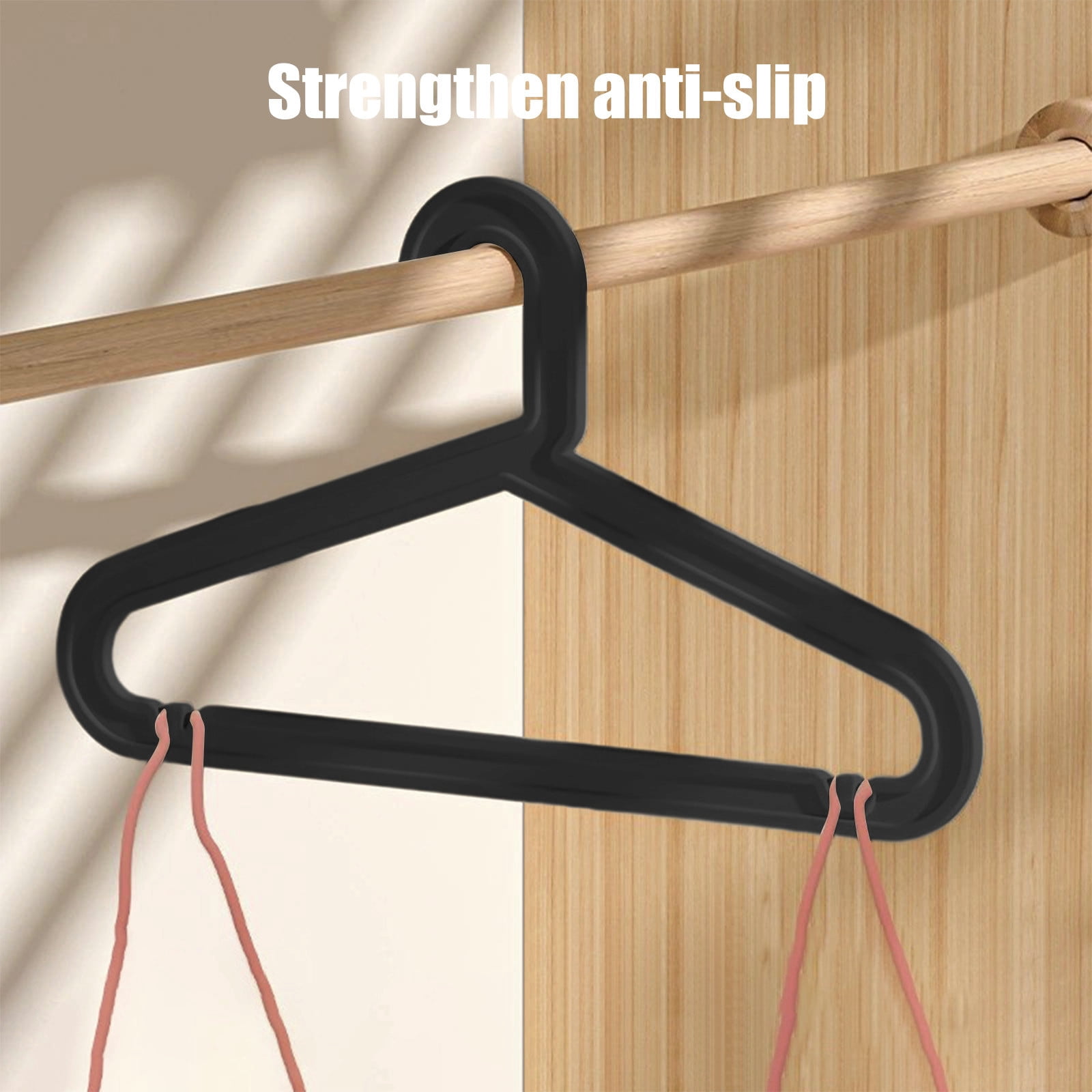 10-Pack Plastic Clothes Hangers, Adult Size, Non-Slip, Space Saving Hangers for Shirts, Dresses, Pants - Pink, White, Black
