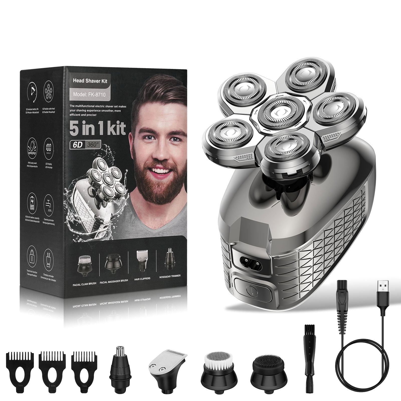 Free Shipping! Skull Shaver Pitbull Silver PRO SX5 Head Shaver for