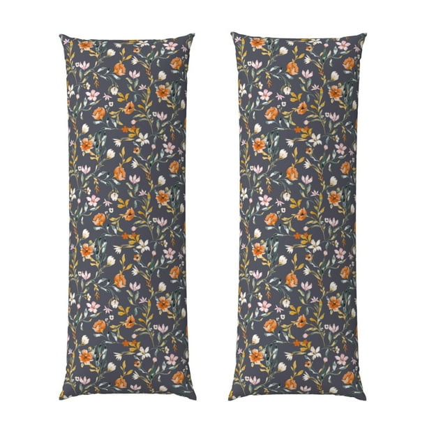 Balery Wildflowers Funda Protectora para Almohada Corporal de Algodón Hipoalergénico con Cierre(55 x 21 pulgadas), Almohadas No Incluidas