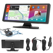 10.26" Wireless Carplay Screen for Car, Portable Carplay & Android Auto Touchscreen with 1080p Backup Camera/Mirror Link/Voice Control/Bluetooth, for All Vehicles