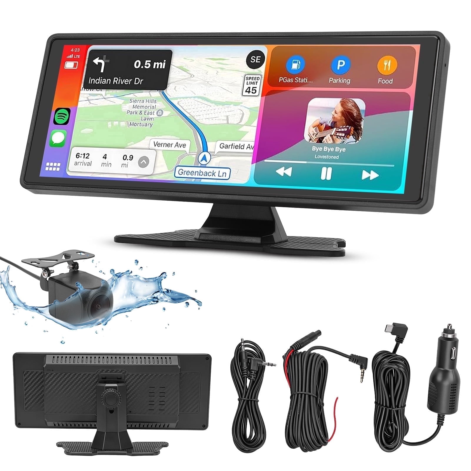 10.26" Wireless Carplay Screen for Car, Portable Carplay & Android Auto Touchscreen with 1080p Backup Camera/Mirror Link/Voice Control/Bluetooth, for All Vehicles