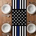 thumbnail image 6 of Blue American Flag Table Runner - 70 Inch Long, Kitchen Dining Table Runner Dresser Scarves, Black White Striped US Flag Stars Farmhouse Decor for Coffee Tables Wedding Party Banquet, 6 of 8