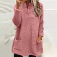 thumbnail image 2 of Lindreshi Long Sleeve Shirts for Women's Round- Neck And Winter Loose Solid Pocket Warm Long Sleeve Tops, 2 of 5