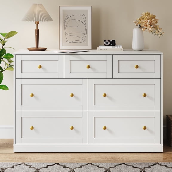 Cozy Home Dresser for Bedroom with 7 Drawers, Wood Drawer Organizer for Bedroom, Living Room, Hallway