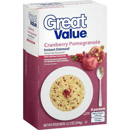 Great Value Instant Oatmeal, Cranberry Pomegranate, 8 Count