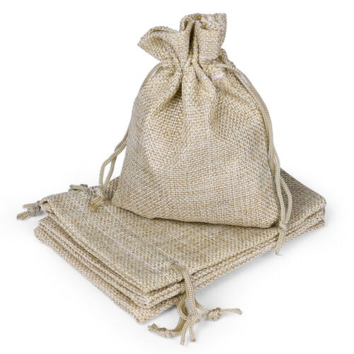10-100x Small Bag Cloth Linen Pouch Drawstring Burlap Jute Sack Jewelry Gift 