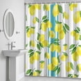thumbnail image 5 of Summer Lemon Shower Curtain for Bathroom Decor, Watercolor Fruit Farmhouse Blue Strip Waterproof Fabric Shower Curtain, 36"x72" Set with 12 Hooks, 5 of 9