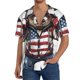 thumbnail image 1 of Balery Patriotic Boxing Bear Art Camisa Casual de Manga Corta con Botones para Hombre, Texturizada, Estilo Cubano, para Playa, Verano-3X-Large, 1 of 5