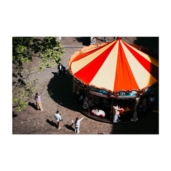 Small Town Carousel - Geneva Switzerland Photography Carnival Vintage Street Photography Unframed Wall Art Print 4 x 6 inches