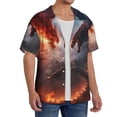 thumbnail image 2 of Pofeuu Fire Sky Dragon Print Mens Casual Short Sleeve Shirts Beach Summer Spread Collar Pocket Tops Men's Casual Short-sleeved Shirt-XX-Large, 2 of 5