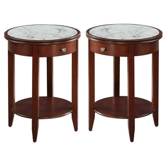 Home Square Baldwin End Table in Mahogany Wood Finish - Set of 2