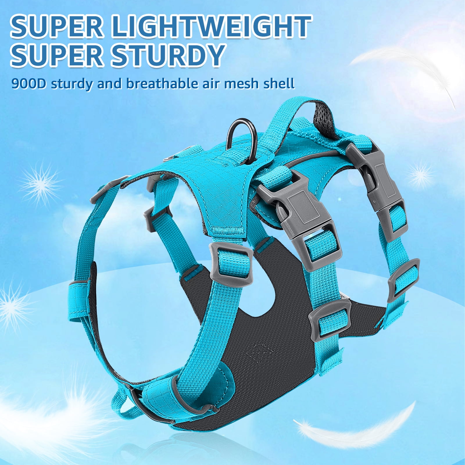 AUTOWT No Pull Dog Harness - Lightweight, Escape Proof with Padded Handle, Adjustable Reflective Vest for All Sizes