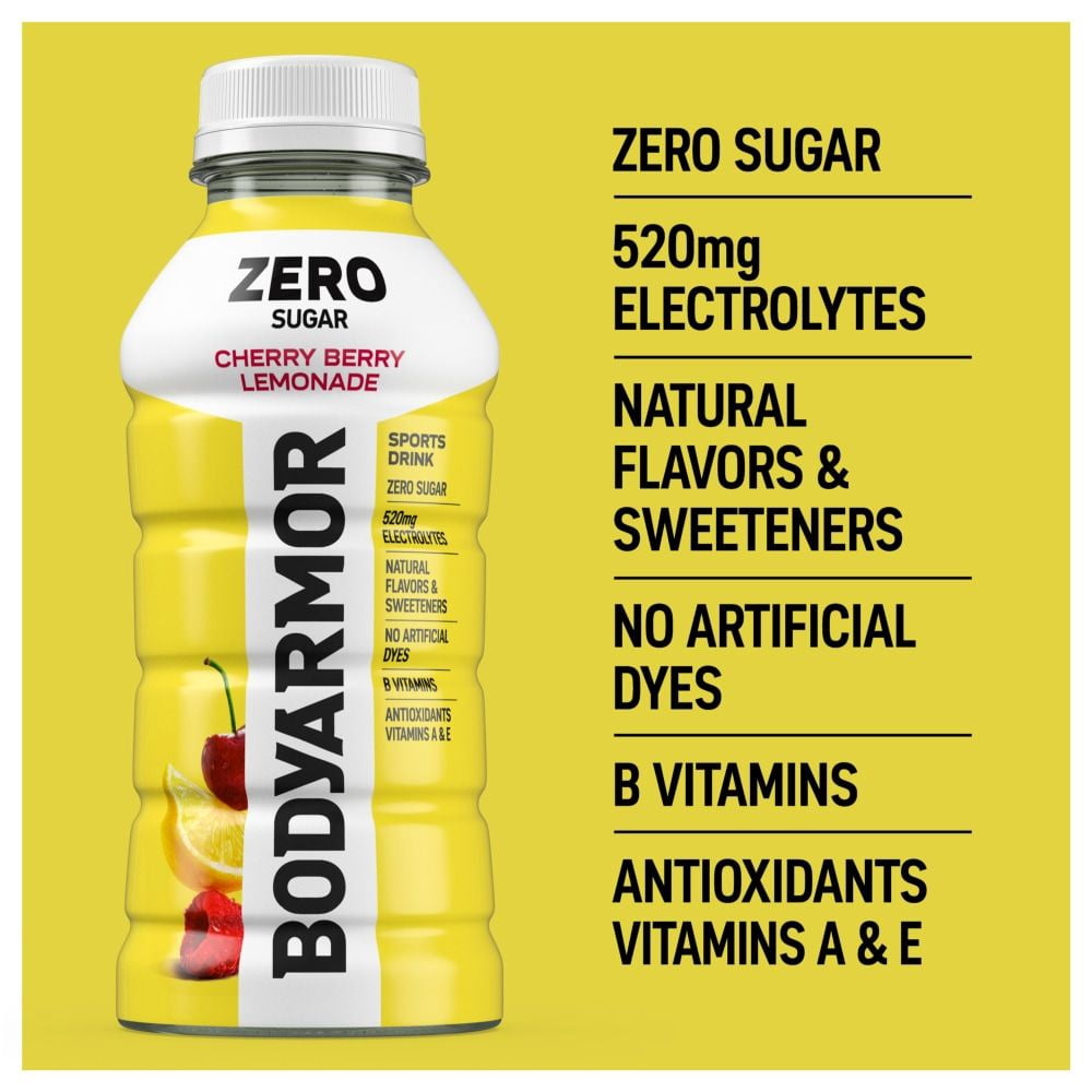 BODYARMOR Cherry Berry Lemonade Zero Sugar Sports Drink Bottles 8 bottles / 12 fl oz - Pack of 2