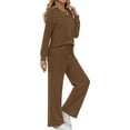 thumbnail image 3 of Fantaslook Two Piece Sets for Women Fall Travel Vacation Outfits Pleated Long Sleeve Lounge Sets Wide Leg Pants, 3 of 9