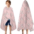 thumbnail image 3 of Pink Cow Cherry Pattern Hooded Bath Towel，60"x35" for Ages 3 To 12 Kids, Quick Dry Lightweight Soft Microfiber Hood Beach Towel Cover Up for Kids, 3 of 7