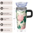 thumbnail image 3 of Rose 20oz Stainless Steel Tumbler with Handle and Straw – Insulated Travel Cup with Sliding Lid, 360° Full Wrap Printed Mug for Home, Outdoor & Sports Use, Flower, 3 of 6