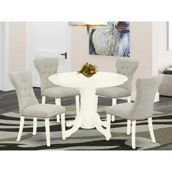East West Furniture Dining Room Set Linen White, SHGA5-WHI-35