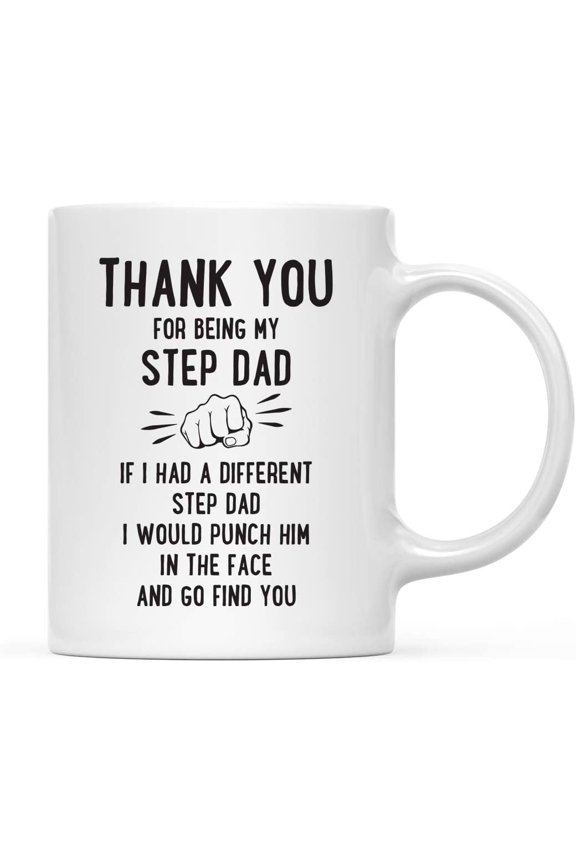 Koyal Wholesale Thank You for Being Step Dad Ceramic Coffee Mug Punch in Face