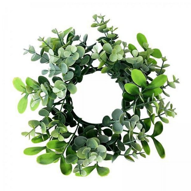 6x Anillo de Vela, Corona de Hojas de Eucalipto Artificiales, Decoración de 9,8 ", Corona Rústica Pequeña Bohemia para Festival, Fiesta, Granja, Comed 6 piezas