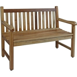 Compact Teak Outdoor Bench with Straight Design in Natural Finish Compact Teak Outdoor Bench with Straight Design in Natural Finish