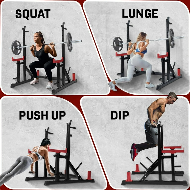 Yes4All Adjustable Squat Rack 690 LBS Multifunctional Barbell Stand for Home Gym Weight Lifting Portable Bench Press Rack