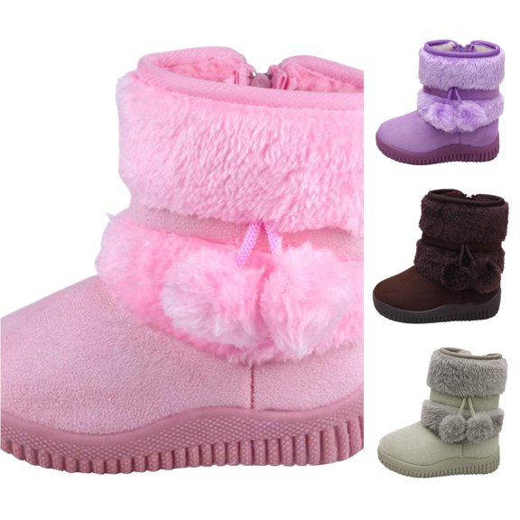 Girls Winter Snow Boots with Zip Non Warm Lined Shoes for Kids