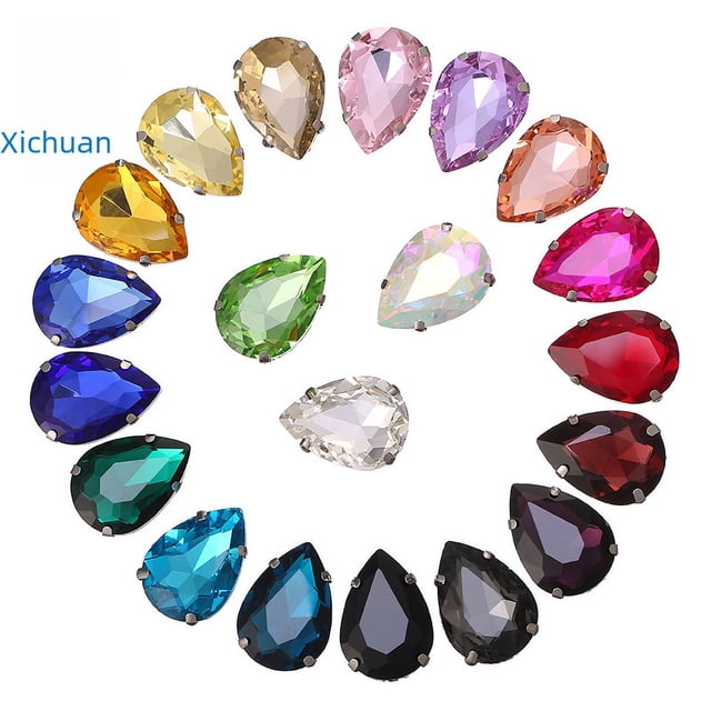 Diseño de moda Gota de agua Garra de cristal Joyas de diamantes Ropa Zapatos de boda Accesorios Accesorios de joyería de diamantes cosidos a mano
