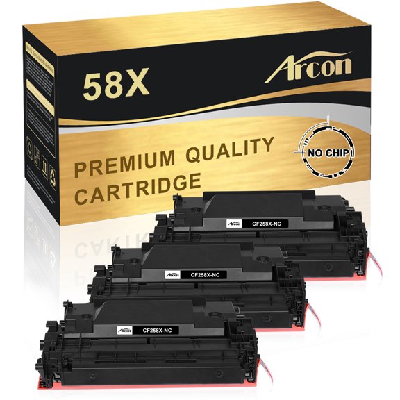 Arcon 3-Pack Compatible Toner for HP 58X CF258X works with LaserJet Pro M404 M404n M404dn M404dw MFP M428 M428dw M428fdn M428fdw LaserJet Pro M406 M430 Printers (Black, NO-CHIP)