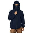 thumbnail image 2 of BiZtdJrK Masked Hoodie for Men Loose Fit Zip Up Double Layer Hooded Sweatshirts Jacket with Pockets Y2K Hippie Clothes, Navy, XXL, 2 of 10