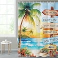 thumbnail image 3 of MIZHONA Ocean Beach Theme Shower Curtain Summer Seaside Coastal Fabric Bathroom Curtain Decoration with Hooks 72"X72", 3 of 7