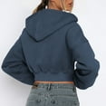 thumbnail image 4 of Diufon Women's Zip Up Cropped Hoodie Sweatshirts Fall Winter Trendy Long Sleeve Warm Jacket Casual Loose Coat, 4 of 7