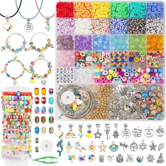 OCARDI Girls Toys Bracelet Making Kit,Unicorn&Mermaid Rainbow Theme Crafts Gift for Birthday Christmas,Jewley Making Kit for Boys,Teen Girls