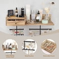 thumbnail image 3 of Jewelry Organizer Hanging Wall Mounted Jewelry Holder with Rustic Wood Drawer & Large Capacity Storage Shelf Rack Display for Earrings Rings Necklaces Bracelet, 3 of 17