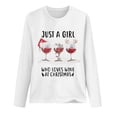 thumbnail image 4 of pimelu Christmas Shirts Clearance Trendy Christmas Shirts Womens Fashion Letter Print Wine Glasses Print Pullover Blouses Plus Size Crewneck Long Sleeve Tee Tops, 4 of 4