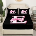 thumbnail image 3 of Erosebridal Initial E Letter Sheet Set Full, Princess Bow Bedding Sets Full Size, Monogrammed Reversible Full Sheet Sets, Microfiber Room Decor, 4 Pieces, 3 of 7