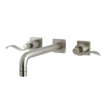 Kingston Brass KS6028DFL NuWave Two-Handle Wall Mount Roman Tub Faucet, Brushed Nickel