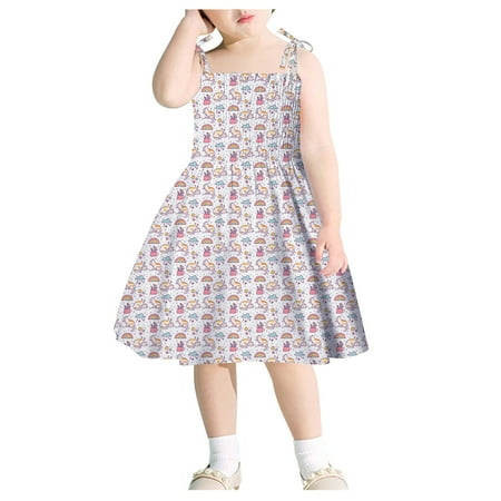 

JDEFEG Girls Cat Dress Beach Girls Animal Baby Rainbow Cat Toddler Kids Clothes Dress Slip Dress Girls Dress&Skirt Dress for Girls Long Cotton Blend White 100