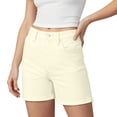 thumbnail image 2 of VBVC Women's High Waisted Slim Chino Shorts , Stretchy Rolled Hem Shorts For Women , Ladies' Solid Color Work Bermuda Shorts with Pockets,White,S-2XL, 2 of 6