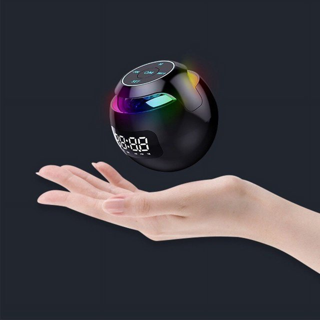 RV Altavoz compatible con Bluetooth 5,0 con alarma Digital LED, reproductor de música, altavoz inalámbrico con forma de bola, Mini altavoz BT Sailing Electrónica
