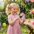 thumbnail image 5 of Birthday Number Candle, Glitter Pink Flower Decorated, 1 Piece,Suitable for Kids Cartoon Birthday Party Cake Decoration, 5 of 5