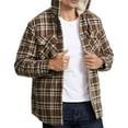 thumbnail image 4 of GrmtClth Mens Winter Jacket Plaid Fleece Sherpa Lined Hooded Insulated Jackets Coats Button Down Quilted Thermal Outerwear Big & Tall Outdoor Long Sleeve Jacket Khaki XXXL, 4 of 7