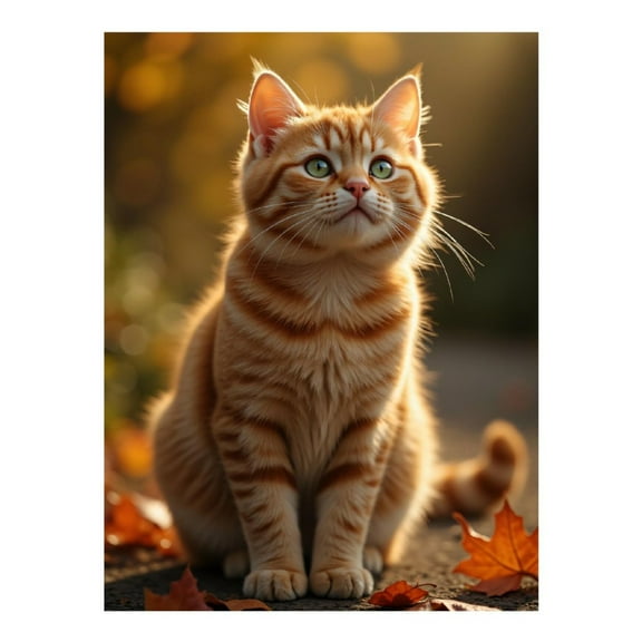 Diamond Art Kit for Adults, Orange Cat Autumn Leaves Diamond Painting for Adults Beginners, DIY Diamond Art Painting Kits, 5D Diamond Painting Crafts for Home Decor 12x16 Frameless