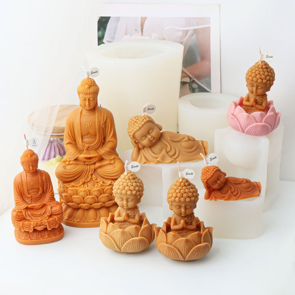 Geemin 3D Meditation Silicone Mold Bodhisattva Statue Scented Candle Making Plaster Mould Concrete Casting Molds Decoration