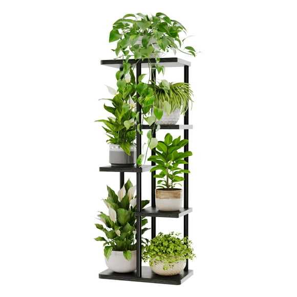 Bamworld Corner Plant Stand Indoor 5 Tier Metal Plant Shelf Black Plant Stands for Multiple Plants Small Plants Pots Flower Stand Pot Holder for