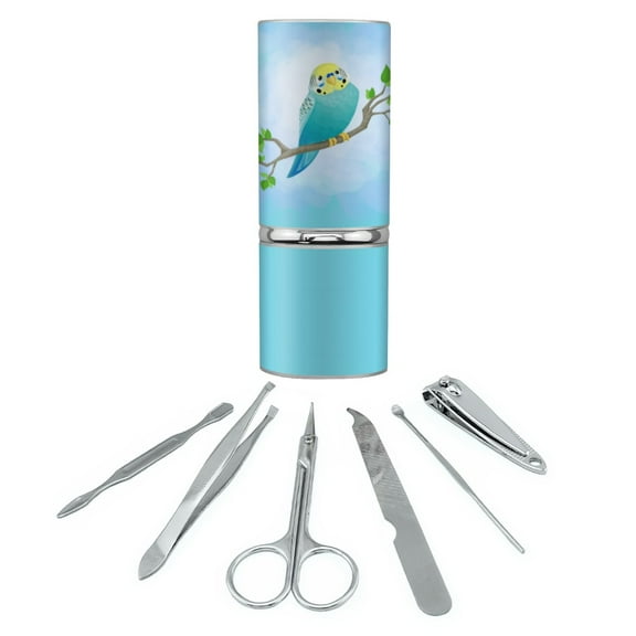 Pretty Parakeet Budgie Stainless Steel Manicure Pedicure Grooming Beauty Care Travel Kit