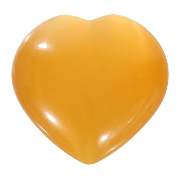 Uxcell Natural Heart Shaped Crystal Stone, 1.6 Inch Mini Polished Love Gemstone Crystal, Pocket Rock Engraved Worry Stones for Women Gifts Meditation, Gold Cats Eye