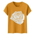thumbnail image 5 of Women's T-Shirts Rose Graphic Loose Fit Summer Short Sleeve Boyfriend Casual Crew Neck Tees Women's Tops Yellow S, 5 of 5