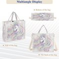 thumbnail image 6 of Corduroy Composite Fabric Tote Bag Magnetic Snap Large Capacity Crossbody Bag Beige Shoulder Strap Ethereal Unicorn Rainbow Mane, 6 of 7